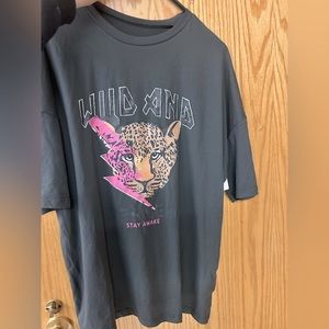 Shein graphic tee leopard S Nwt